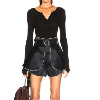 

Women High Waist Shorts Wide Leg Diamonds Belted Sexy Shorts Women