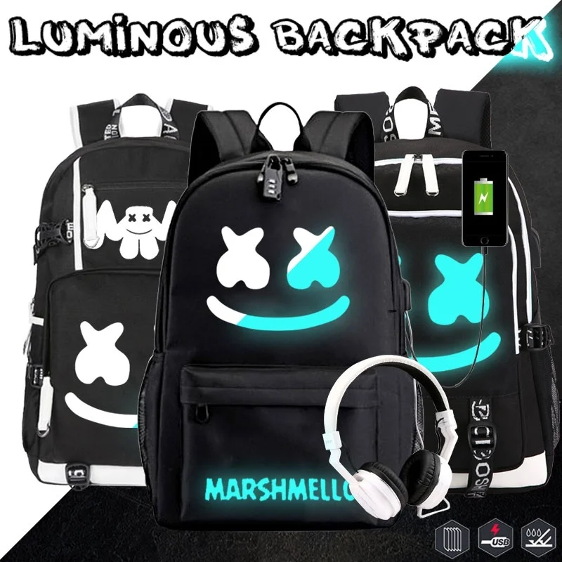 BPZMD DJ backpack USB Charging Anti-theft Travel bag Students Luminous Backpack School Bag for Girls Boys Laptop bag