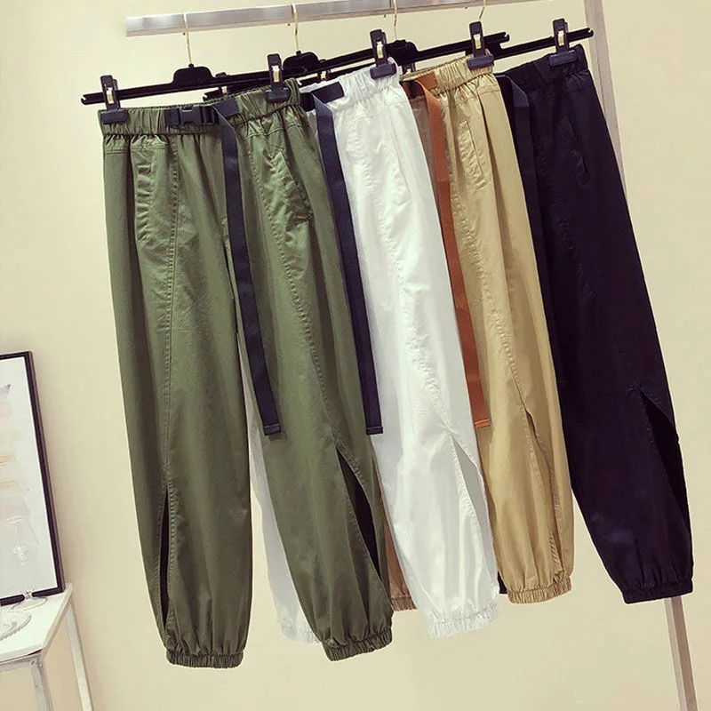 

Women Joggers 2020 Spring Summer High-waist Loose Womens Wede Leg Pants Bunched Feet Female Casual Trousers Harajuku Sweatpants