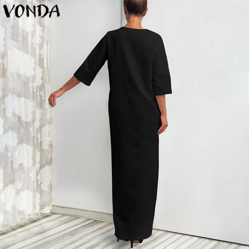 VONDA женское платье Лето 3/4 рукав платья с принтом повседневные праздничные сарафаны модные богемные Vestidos плюс размер O длинное платье с открытой спиной 5XL