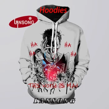 

3d print killing joker mens hoodies harajuku sweashirts/pants jacket mens short homme winter hooded streetwear hip hop clothes