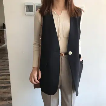 

New Black Women Vest Elegant Sleeveless Jacket Vest Women Suit Waistcoat Casual Blazer Vest Female Coat Office Ladies Tops Q2818