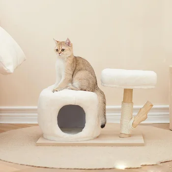 

Cat Tree with Extra Scratching Board & Posts, Kitten Tower Center with Plush Perch and Dangling Ball Pet Play Condo