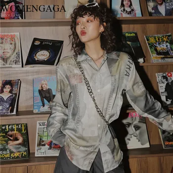 

Korea Fall Designer Tops For Women Hand Painted Long Sleeve Blouse Button Up Shirt Casual Tops Blouse Femme 2020 0CPO