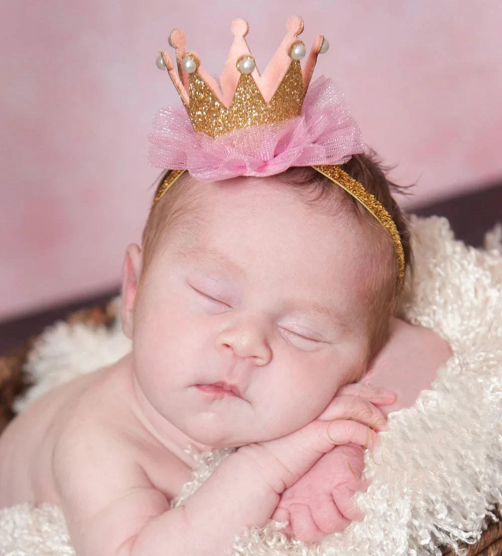 

Newborn Baby Photo Crown Hair Band Baby Filling Velvet Mesh Pink Headband Hair Band 13 Colors Variety Baby Hair Accessories