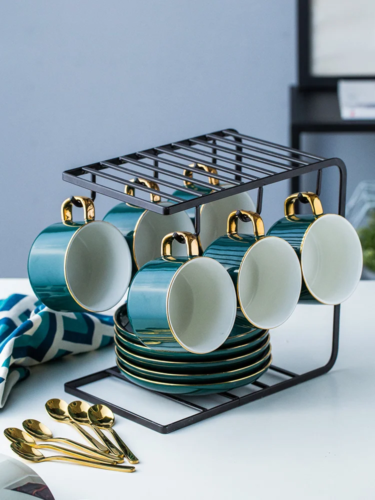 Европейский маленький роскошный позолоченный набор кофейных чашек и блюдца керамический домашний послеобеденный чайный, кофейный набор оборудования с подстаканником