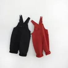 Комбинезон в Корейском стиле для девочек и мальчиков осенние хлопковые льняные модные детские штаны на возраст от 1 до 6 лет, PZ111