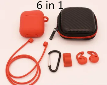 

6 In 1 Airpods Accessories Kits Protective Silicone Cover for Apple Airpods with Watch Band Holder/Ear Hook/Strap/Keychain
