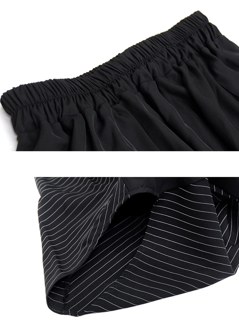 [EAM] High Elastic Waist Black Striped Split Long Harem Trousers New Loose Fit Pants Women Fashion Tide Spring Autumn 2020 1Z313