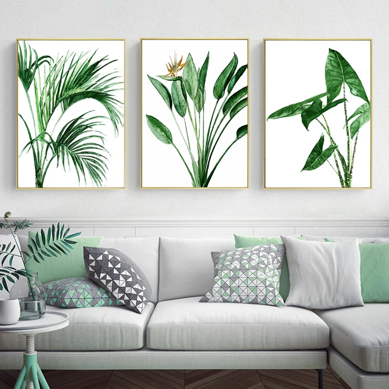 Современные скандинавские листья алокасии зеленые растения холст картины скандинавские настенные художественные постеры принты картины гостиной домашний декор