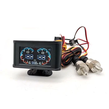 

3 In 1 Car LCD Digital Dual Air Gauge Air Suspension Pressure Gauge Voltmeter Auto Air Mpa 1/8" NPT