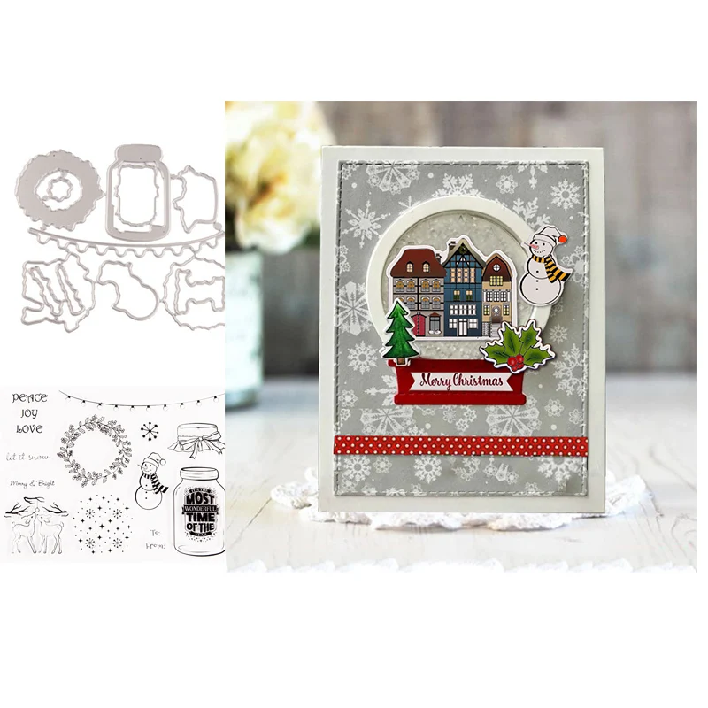 

Metal Cutting Dies and Clear Stamps for DIY Scrapbooking Christmas Snowman Crafts Stencil Card Make Album Sheet Decor Die Cut
