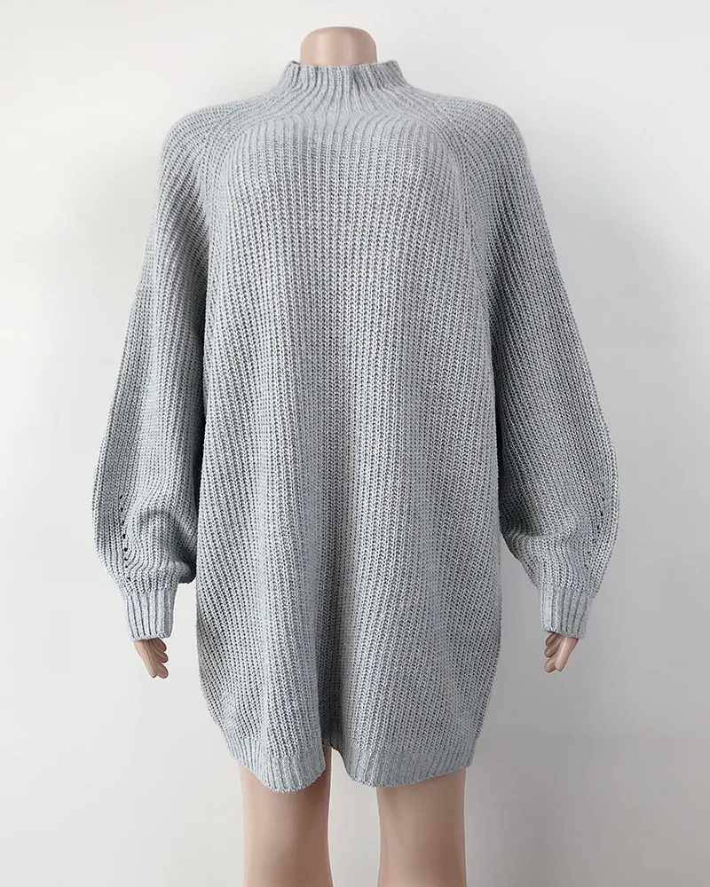Осень Зима женский свитер длинный свитер платье Модный женский Водолазка пуловер Однотонный женский свитер платья