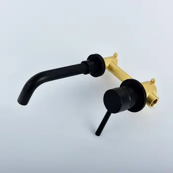

Copper Black Wall Embedded Hot And Cold Basin Faucet Concealed Hot And Cold Water Bathroom Lavatory Washbasin Faucet