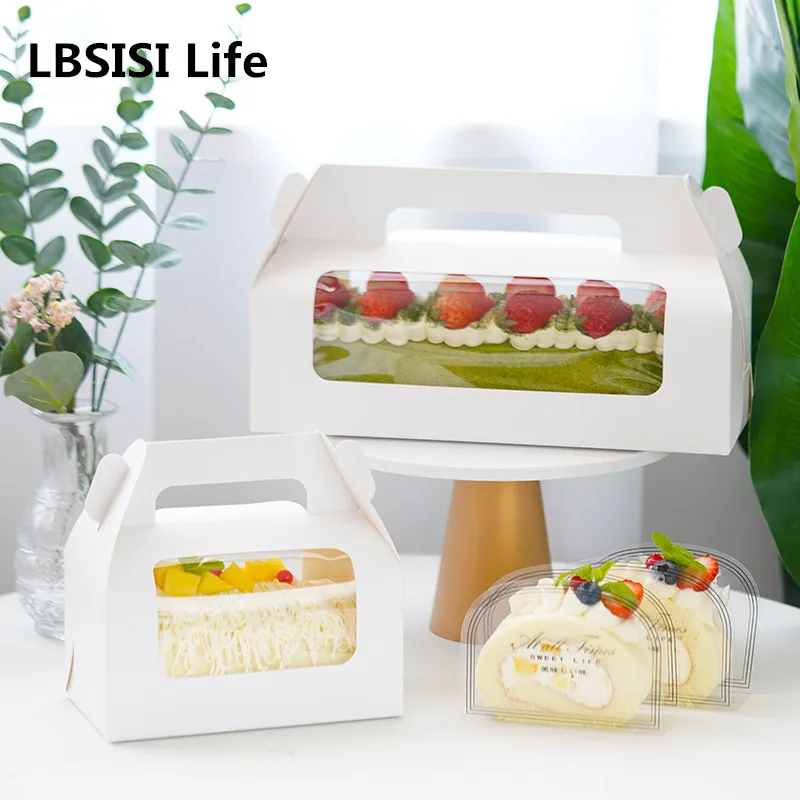 LBSISI Life 10 шт. ручные коробки для упаковки тортов с прозрачным полотенцем на окно