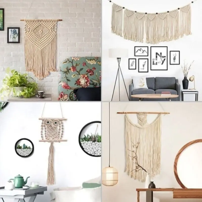 2 нити витой макраме шнур Хлопок Веревка для настенный DIY Вязание ремесла M6CD