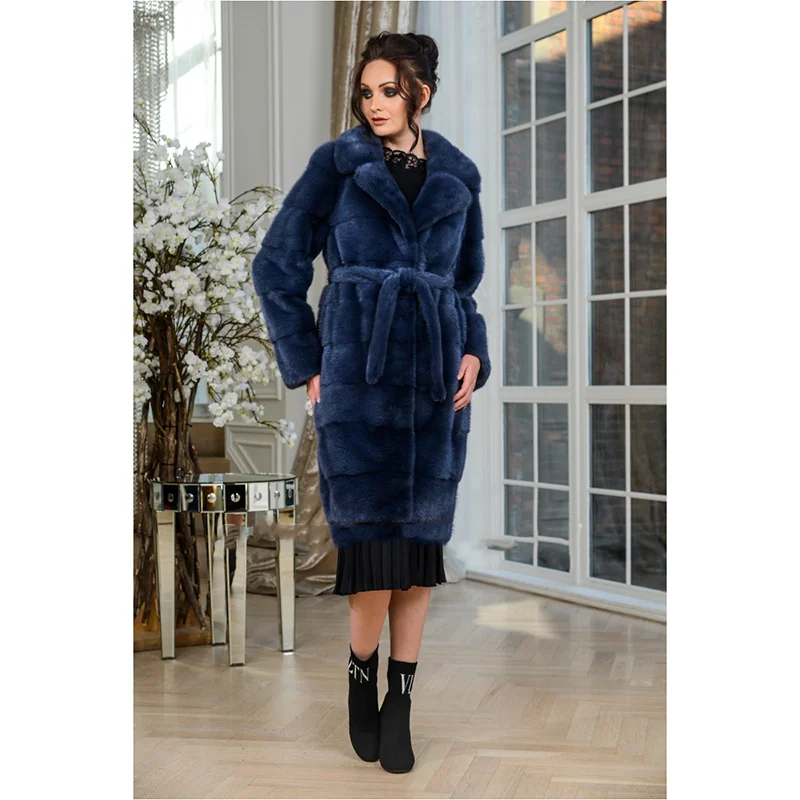 FURSARCAR 2021 New Arrival Natural Mink Fur Long Real Fur Thick Warm Winter Luxury Women Wrap Coat High Quality Fashion Overcoat