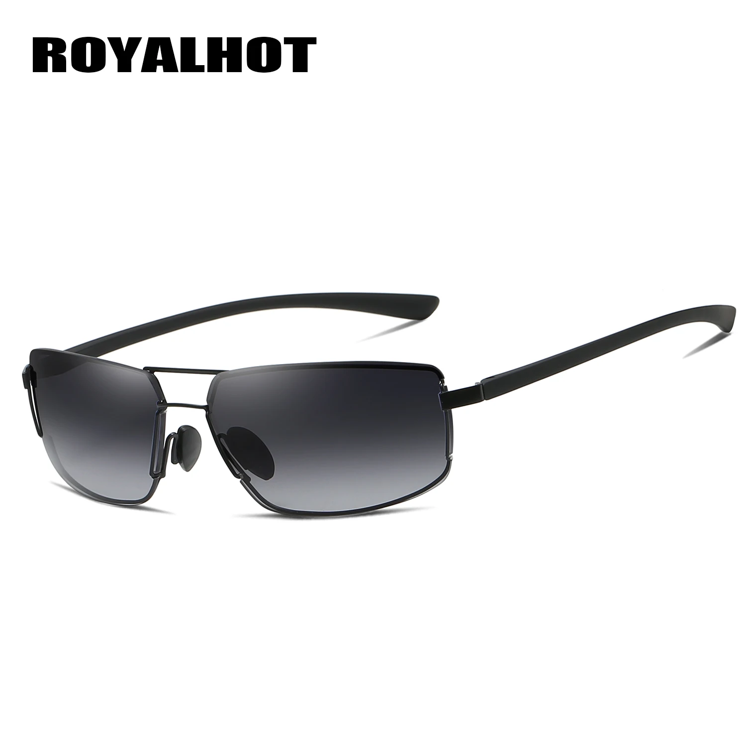 RoyalHot, мужские, женские, сплав, 2 луча, овальная оправа, солнцезащитные очки для вождения, солнцезащитные очки, очки, Oculos masculino, мужские, 900144 - Цвет линз: Black