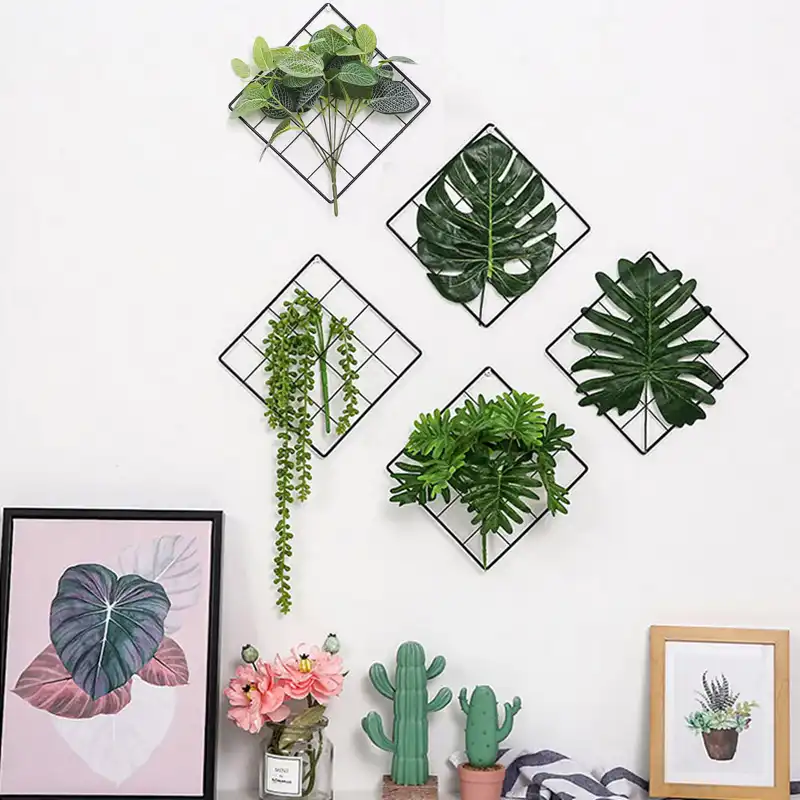Plantas Artificiales Decoracion De Pared Sala De Estar Hojas