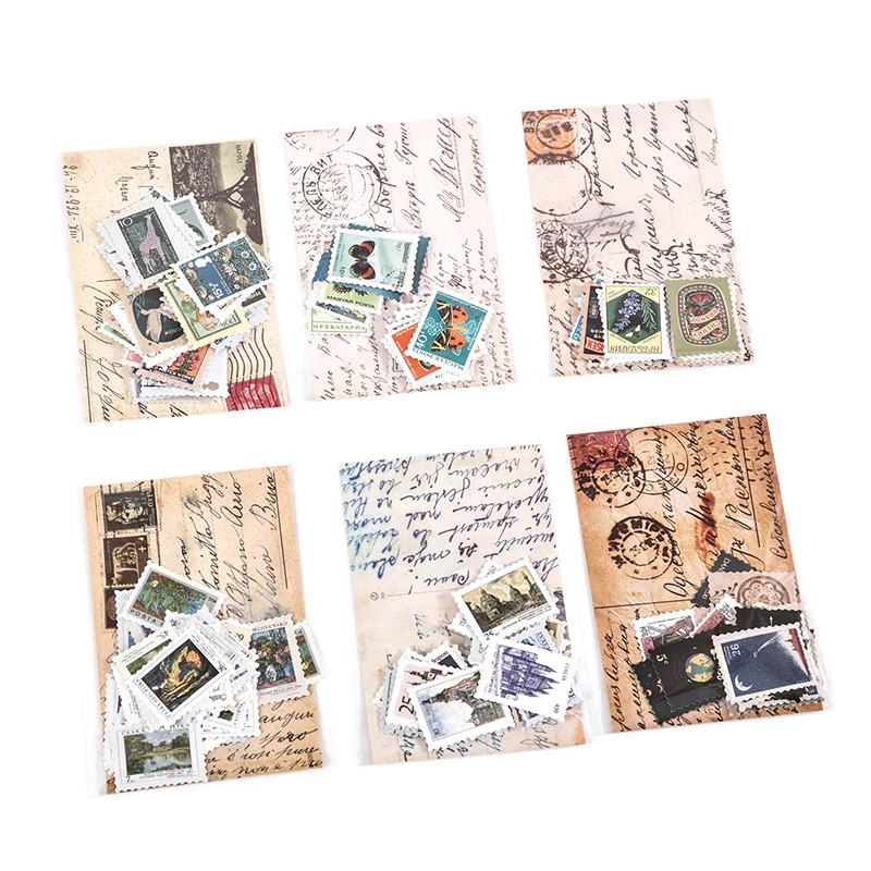 Mr.paper 6 Designs 46 Pcs/bag Vintage Retro Style Philatelic Museum Series Creative Hand Account DIY Decoration Stamp Stickers