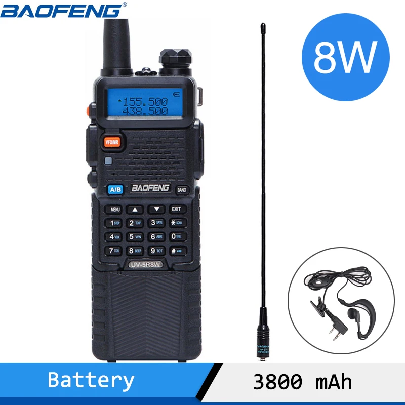 Мощная портативная рация Baofeng UV-5R 8 Вт приемопередатчик 3800 мАч диапазон 10 км CB
