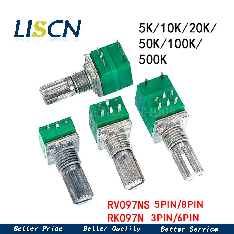 5PCS RV097NS / RK097NS 볼륨 전위차계 3/5/6 / 8PIN 저항 값 B5K 10K 20K 50K 100K ...