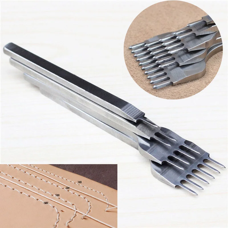 3/4/5/6mm Leather Craft Tools Hole Chisel Graving Stitching Punch Tool Set Leather Craft Tool