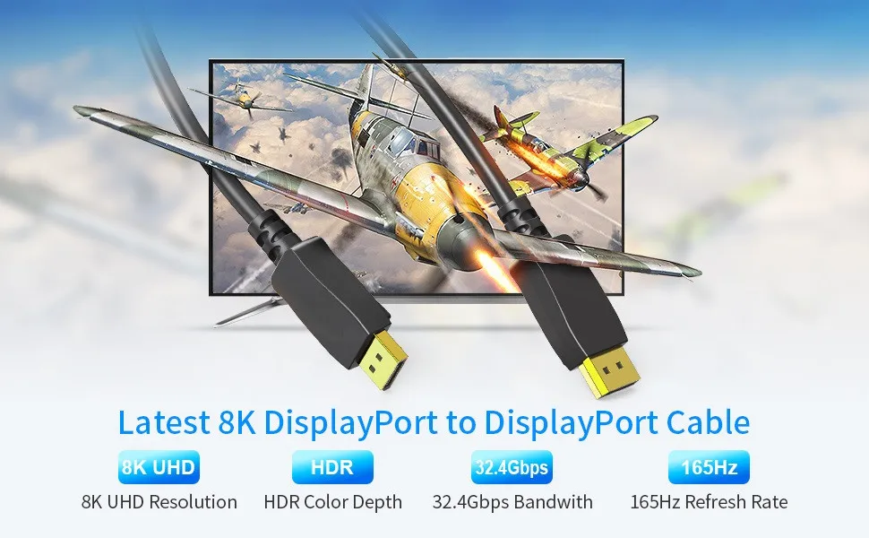 16K 8K DP Displayport-Kabel 4K 144Hz Display Port zu DP1.4 Kabel 8K 60Hz 4K 144Hz 2K 165Hz Für Monitor, Projektor, Laptop DP-Kabel – Detail 2
