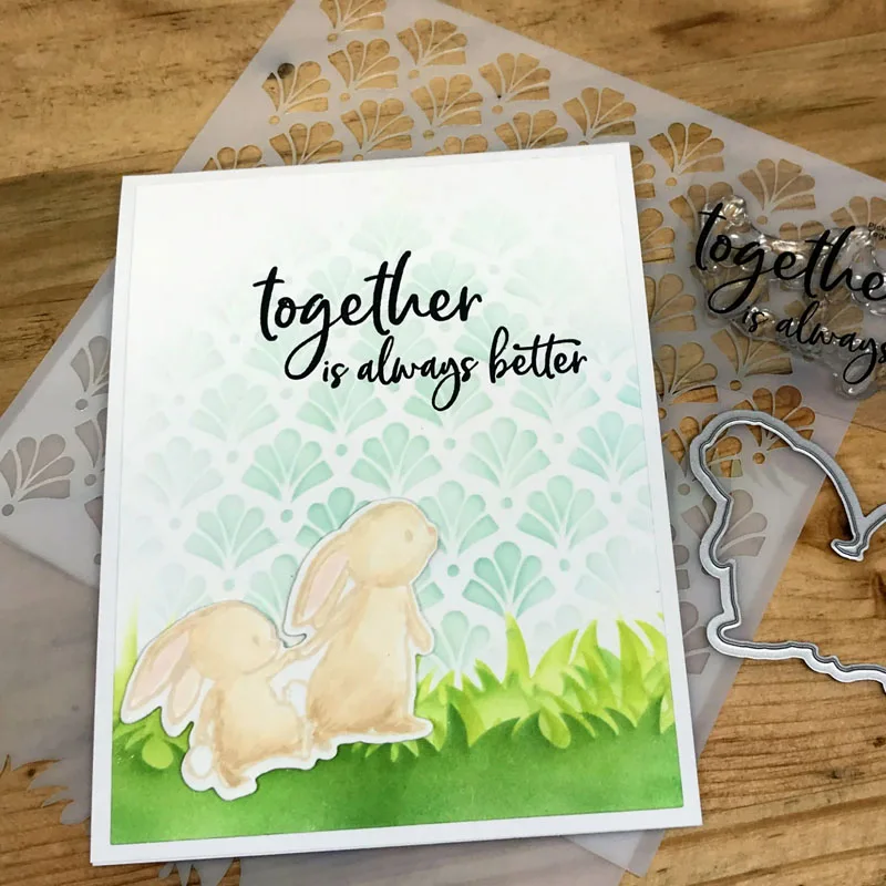 

Rabbits together Metal Cutting Dies&Cordinating Stamps For Scrapbooking Craft Die Cut Card Making Embossing Stencil 2020