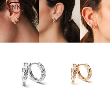 

CANNER 925 Sterling Silver Zircon Circle Earring for Women Fashion Round Small Hoop Earring Set Party Wedding Jewelry Gifts