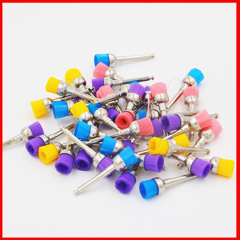 100pc Colorful Nylon Latch Flat Polishing Polisher Prophy Cup Brushes