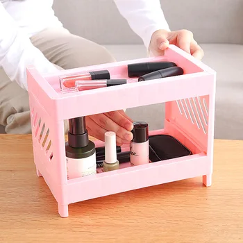 

Plastic Makeup Organizer Double-Layer Makeup Storage Rack Multifunctional Cosmetic Organizer Portable Bathroom Accessories