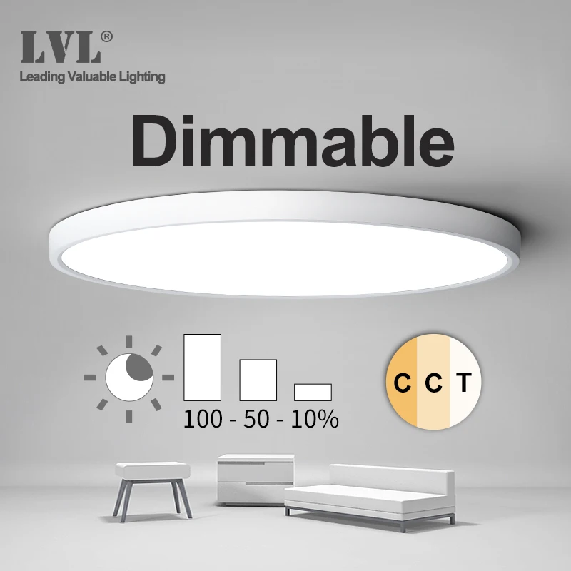 LED Dimmable Panel Light 12W 18W 24W 32W 220V Preset 2800K 4000K 5000K For Bedroom Livingroom Bathroom Modern Panel Light