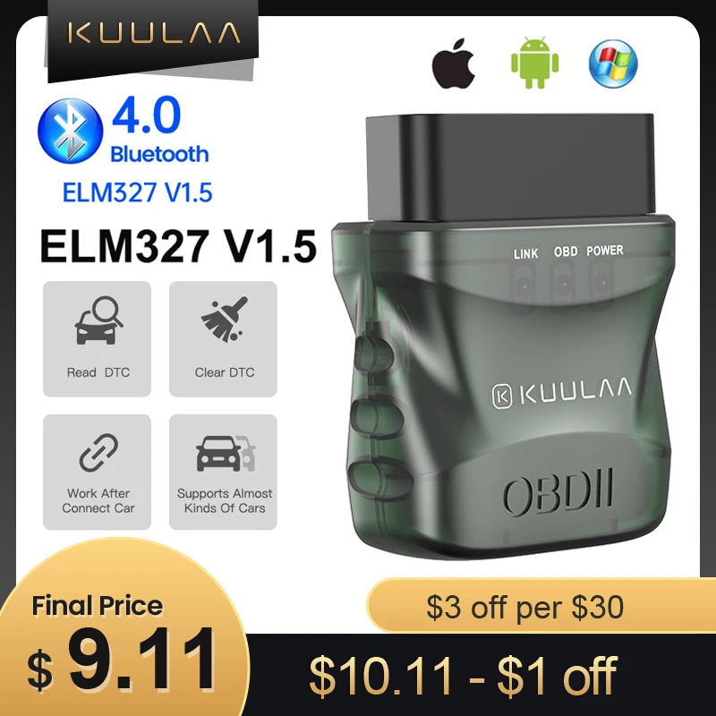 KUULAA OBD2 Scanner ELM327 V1.5 Firmware 1.5 Car Tester Tools OBD 2 Kit Bluetooth 4.0 Auto OBDII Diagnostic Tool | Автомобили и