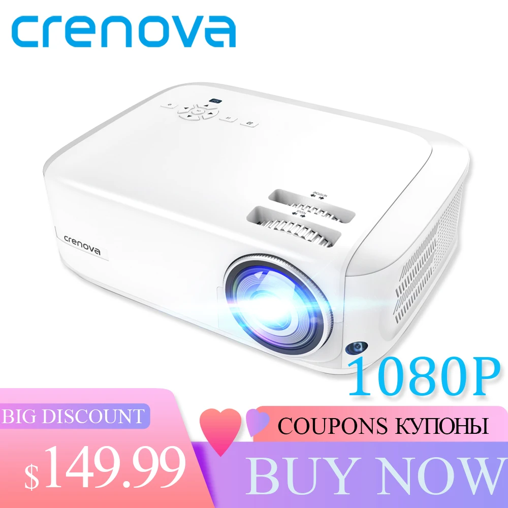 CRENOVA новинка 2019 Full HD 1080P Android проектор 6000 люмен 7.1.2 OS видео поддержка 4K Dolby 2G 16G