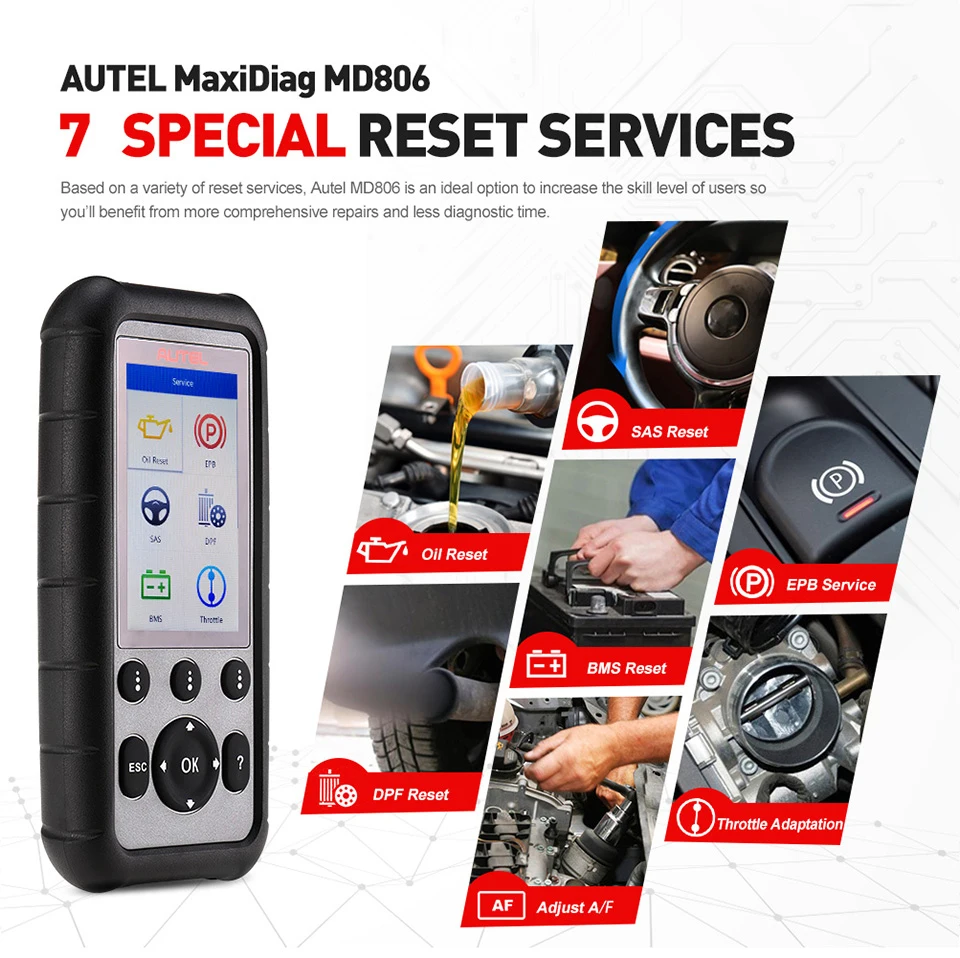 Autel MaxiDiag MD806 OBDII диагностический инструмент автомобильный OBD OBD2 сканер автомобильный считыватель кода обновление MD808 MD802 EPB сброс масла DPF