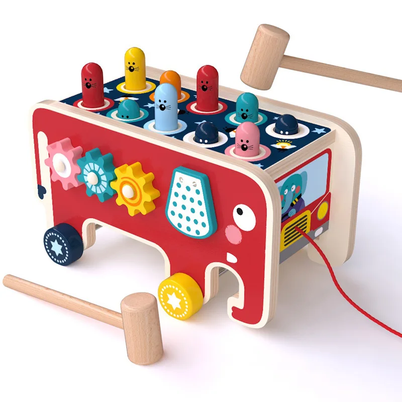 Baby Hammer Pounding Whack-A-Mole Toys Kids Wooden Fun Children Elephant Beating Gam Montessori Activity educational Toy Gifts |