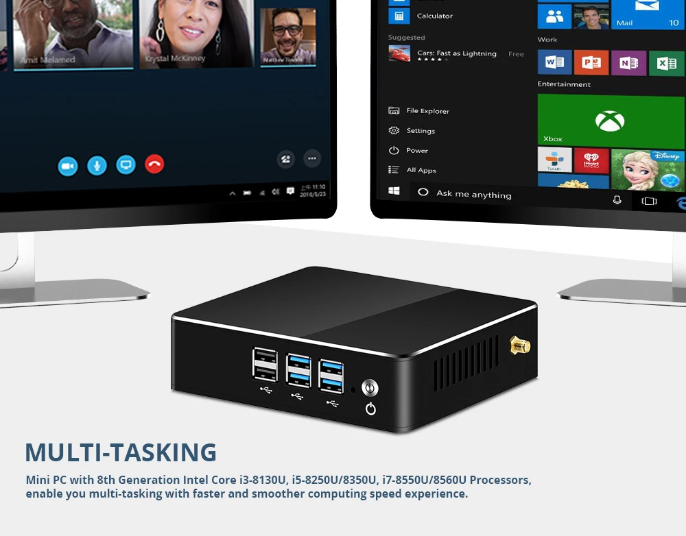XCY Мини ПК Intel Core i7 8550U i5 i3 Linux Windows 10 4K HTPC мини ПК настольный игровой Мини компьютер мини компьютер микро компьютер Nuc