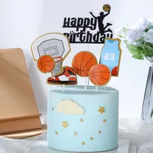 Basketball Theme Birthday cake Topper Star Character Birthday Cupcake Toppers wedding kids Baby Shower Cake Top Flag Decorations