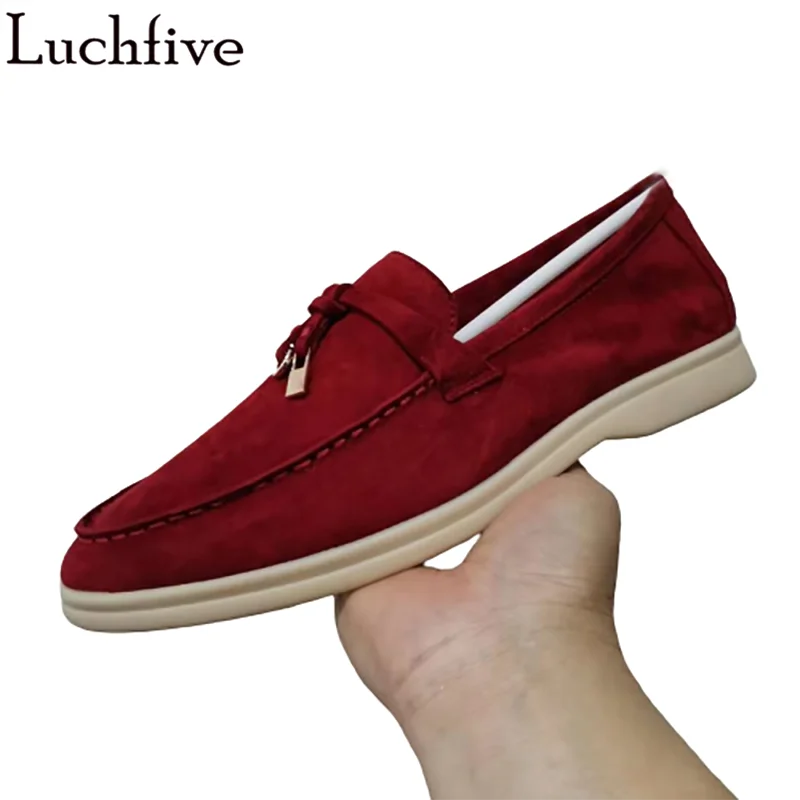 red suede flat shoes