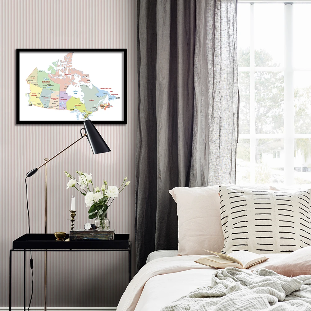59*42cm The Canada Political Map In French Wall Art Poster Canvas Painting Travel School Supplies Living Room Home Decoration