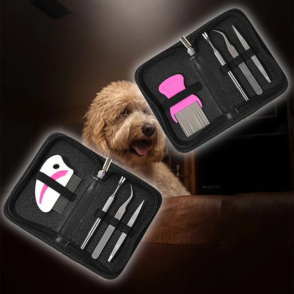

4pcs Stainless Steel Pet Flea Treatment Tick Removal Tool Set Fork Comb Dual Head Tweezers Clip Tweezers Pet Dog Supplies May8