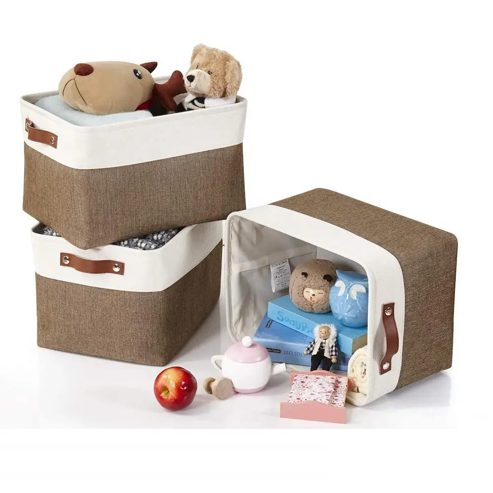 Куб большой для Складывания Белья тканевая корзина для хранения одежды ящик для хранения игрушек Органайзер с ручками из искусственной кожи