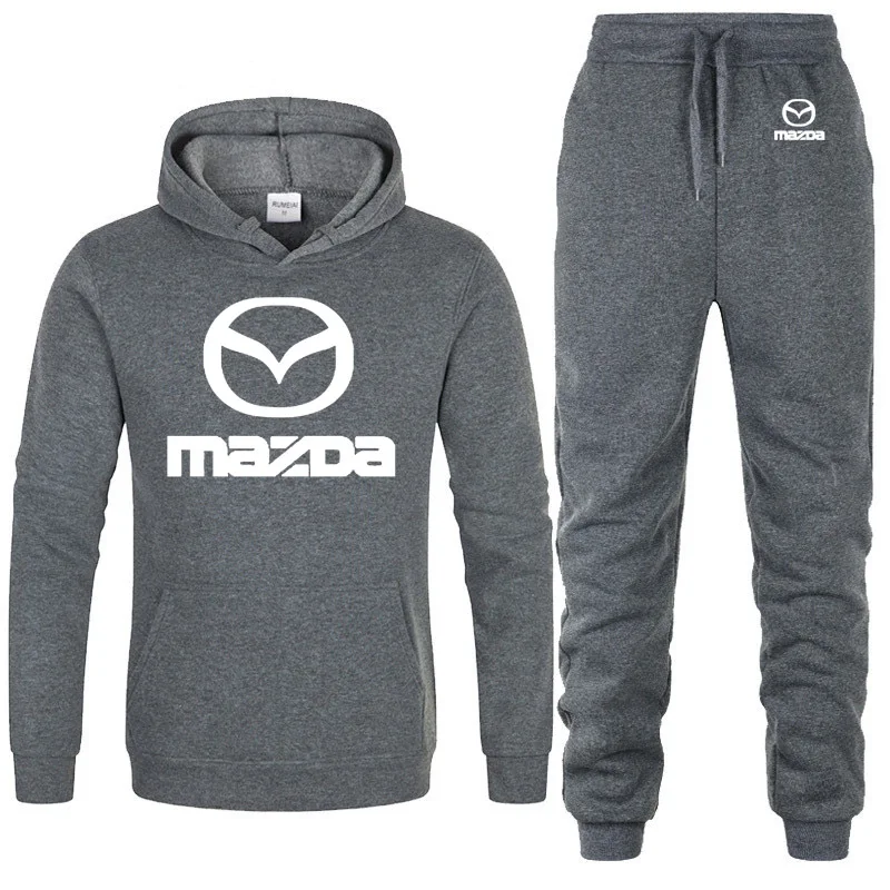 Мужские толстовки с капюшоном с логотипом Mazda, унисекс, модная мужская толстовка с капюшоном в стиле хип-хоп, harajuku, повседневные флисовые худи, штаны, костюм из 2 предметов - Цвет: 814