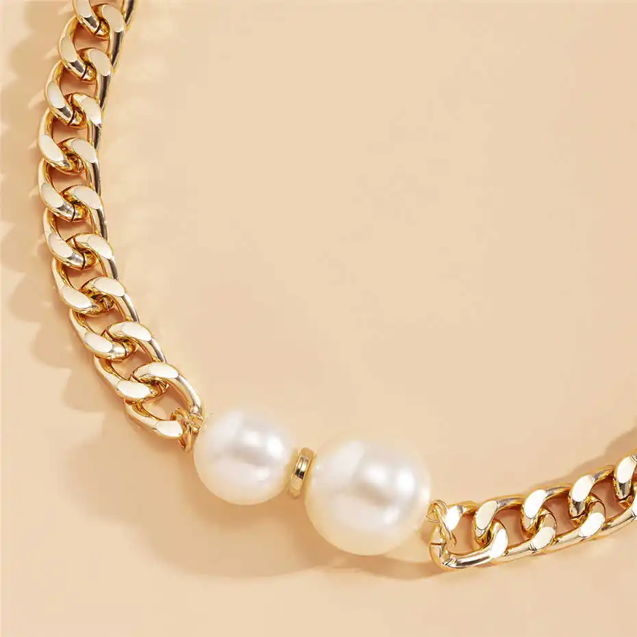 Vintage Smooth Cuban Chains Necklaces Women Pearl Pendant Necklace Girl Chokers Fashion 8 H395de4c84f544eb5b57ef74407078e1dW