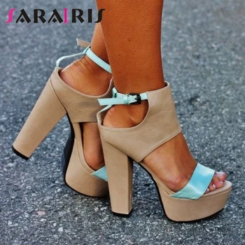 

SARAIRIS New Ins Fashion Female Summer Party Date Sandals High Platform Sandals Women Cool High Block Heels Shoes Woman
