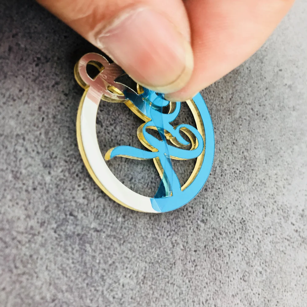 50pcs Personalized custom Round wedding name and Initials tags color Mirror silvergold,Weddingfor Baby Gift tag Table Decor (1)