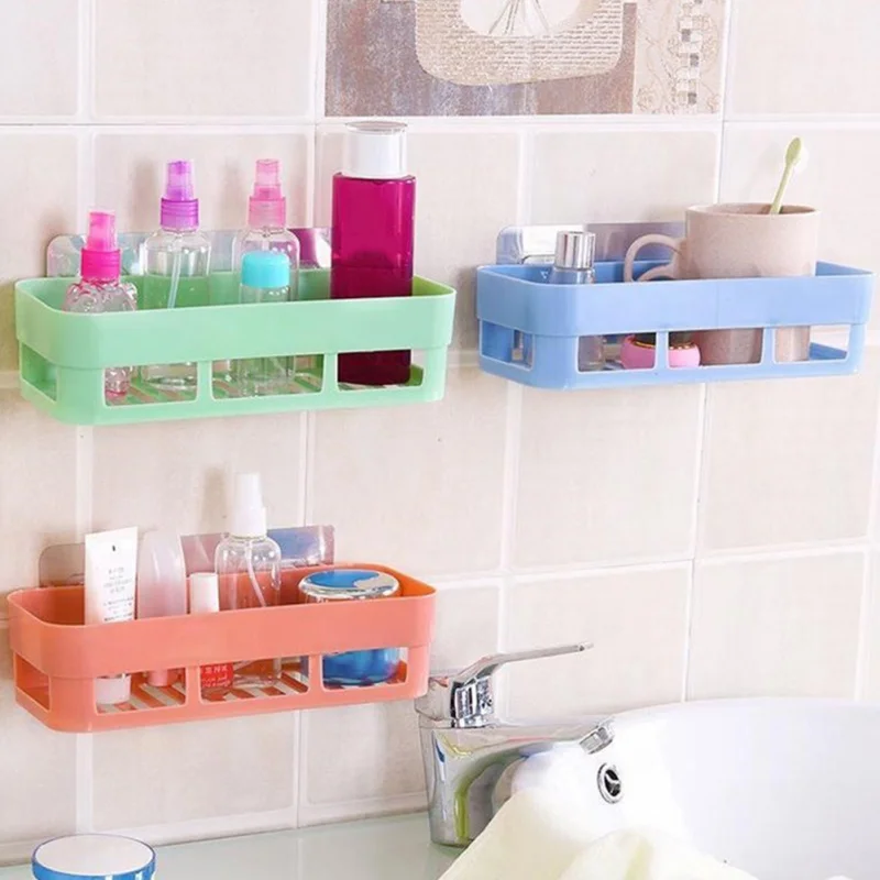 No Trace Stickers Basket Storage Shelves Home Square Bathroom