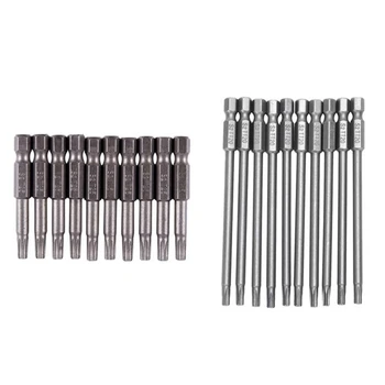 

10 Pcs netic 4X50mm T25 Type Torx Screwdriver Bit & 10Pcs 100mm Length 1/4 Inch Hex Shank T20 Torx Screwdriver Bits