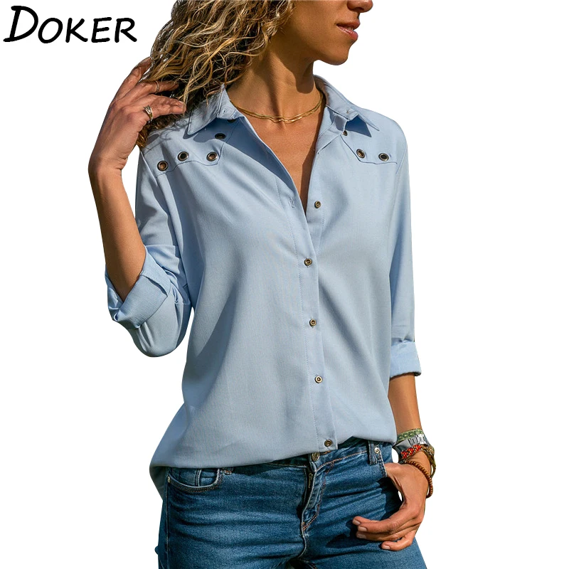 Women Blouses Spring Long Sleeve Turn-down Collar Chiffon Blouse Shirt Elegant Solid Color Blouse Office Shirts Cardigan Tops Women Blouses Spring Long Sleeve Turn-down Collar Chiffon Blouse Shirt Elegant Solid Color Blouse Office Shirts Cardigan Tops